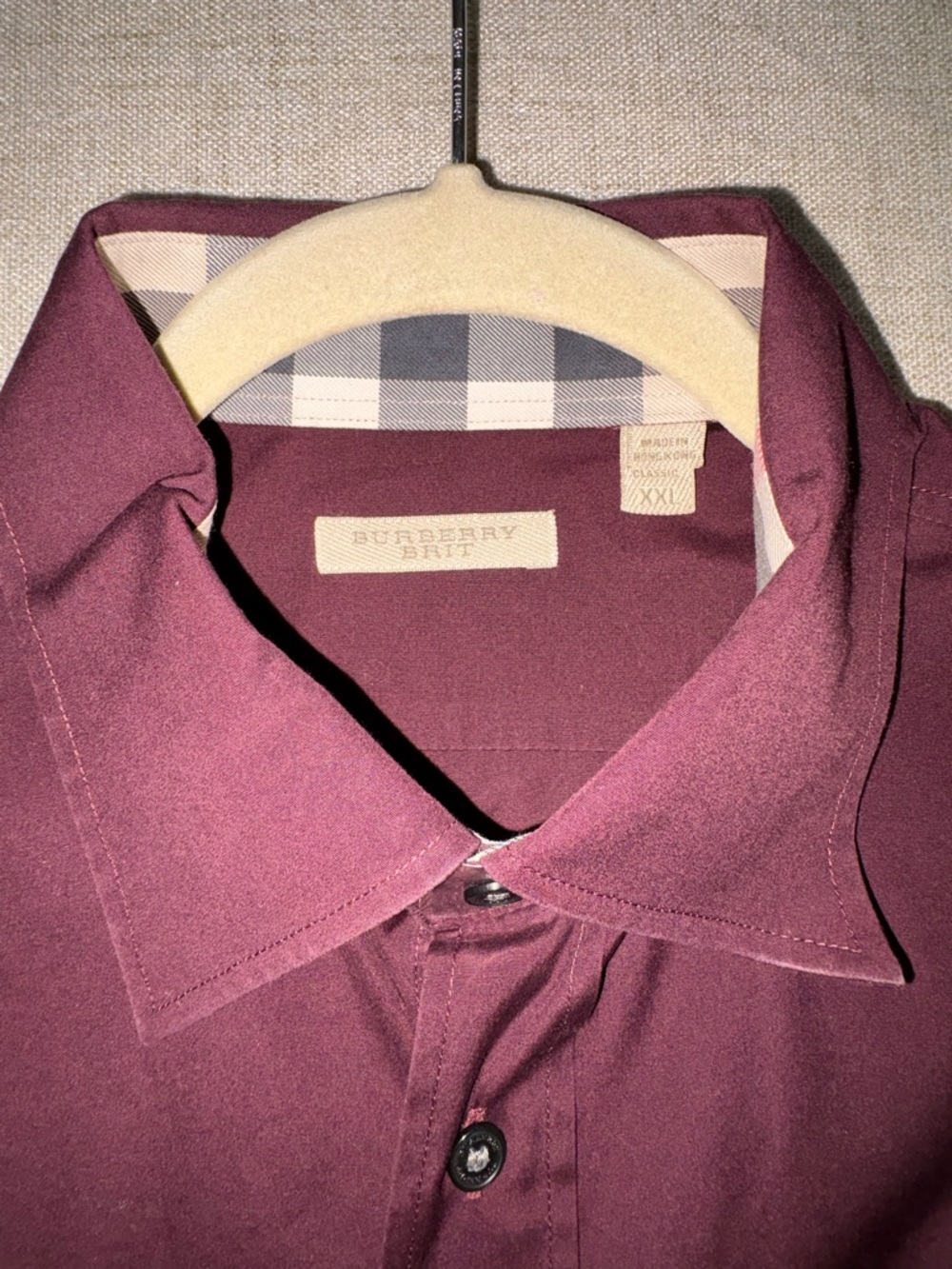 Burberry Brit Men's Button-Down Dress Shirt in Plum - Picture 6 of 7